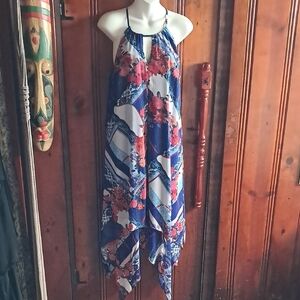 Floral Blue and Red Women's Jumpsuit